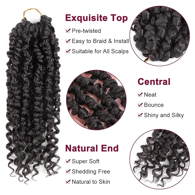 Passion Twist Hair - 8 Packs 8 Inch Passion Twist Crochet Hair For Women, Crochet Pretwisted Curly Hair Passion Twists Synthetic Braiding Hair Extensions(8 Inch 8 Packs, #2)