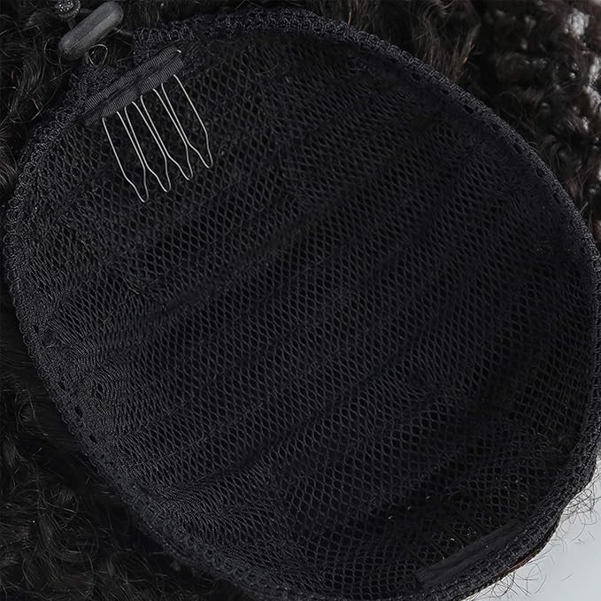 Afro Puff Drawstring Ponytail Human Hair Bun For Black Women 150% Density 10A Brazilian Virgin Human Hair Afro Kinky Curly Clip In Ponytail Extension Human Hair Pieces 100g (8, afro ponytail)