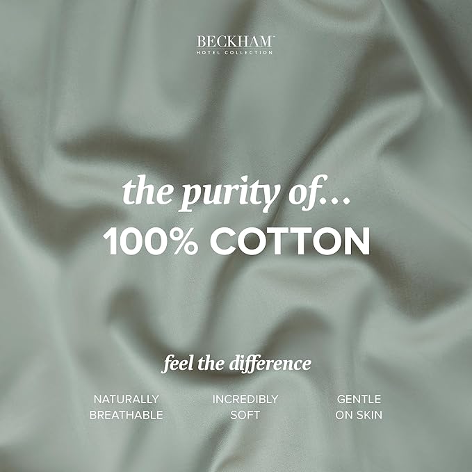 Beckham Hotel Collection 100% Cotton Pillow Cases King Size Set of 2, 500TC, Luxury Sateen Pillowcases, Open End, Breathable, Moisture-Wicking, Aqua Gray