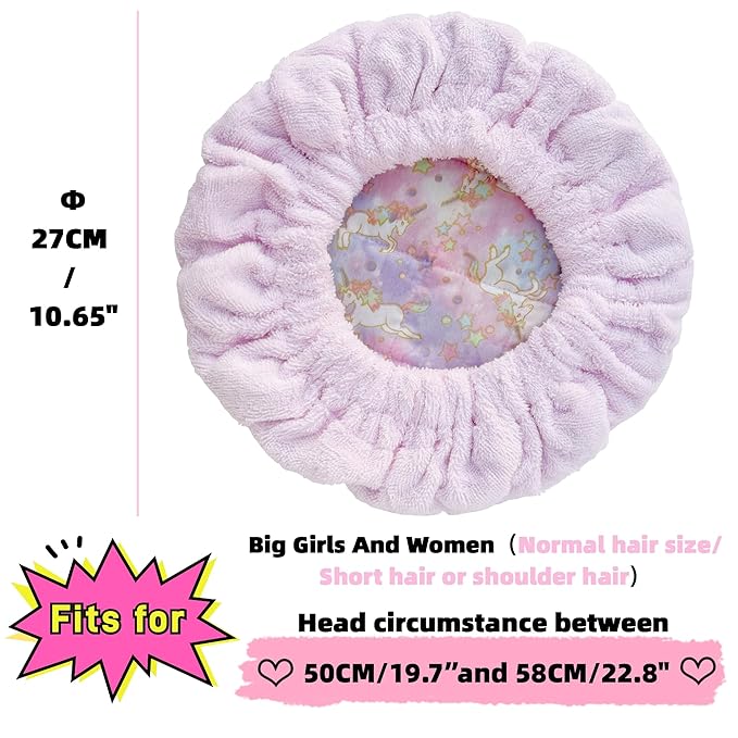 AKISS Flaxseed Deep Conditioning Heat Cap Portable Microwave Hot Bonnet Therapy Hair care Cap For Women (Pink/Unicorn, Large)