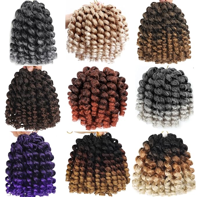 Yellow 3 Packs 2X Ringlet Wand Curl Jamaican Bounce Crochet Braids 8 inch Crochet Hair Extensions Crochet Braiding Hair 60 Roots