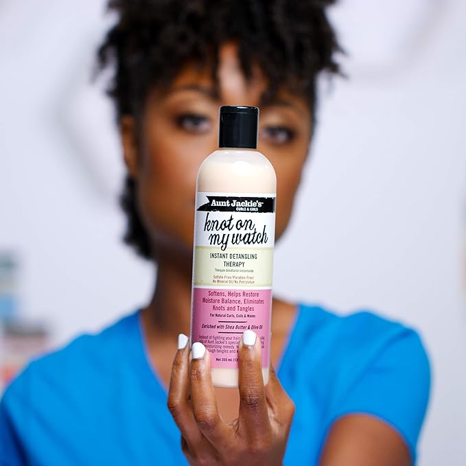 Aunt Jackie's Curls and Coils Knot On My Watch Instant Hair Detangling Therapy for Natural Curls, Coils and Waves, Enriched with shea Butter, 16 oz
