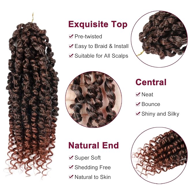 Passion Twist Hair For Kids - 8 Packs 8 Inch Passion Twist Crochet Hair For Women, Crochet Pretwisted Curly Hair Passion Twists Synthetic Braiding Hair Extensions(8 Inch 8 Packs, T350)