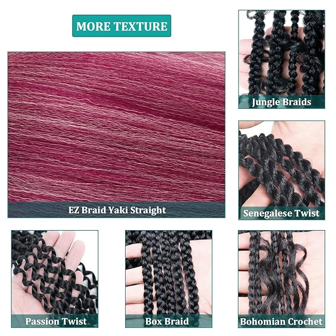 Ombre Braiding Hair Pre Stretched Box Braids Synthetic Braiding Hair Extensions Kanekalo Colored Prestretched Braiding Hair Ombre 26 Inch