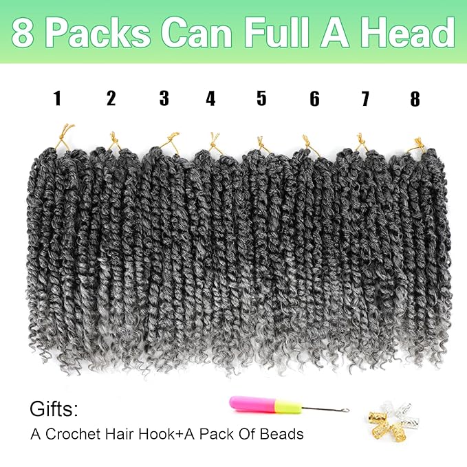 Passion Twist Crochet Hair 12Inch Passion Twist Hair 8 Packs Pre-Twisted Passion Twist Crochet Hair for Black Women Soft Passion Twist Curly Crochet Hair 12"(Pack of 8) T51