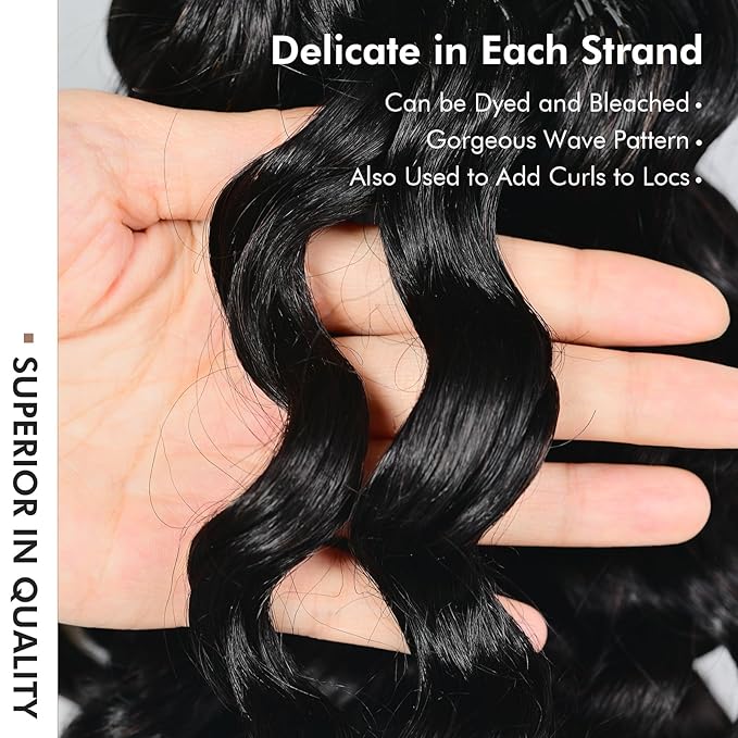 ToyoTress Feather Crochet Human Hair - 10 Inch 250G Ocean Wave Human Crochet Hair For Black Women Natural Color Invisible Knotless Water Deep Curly Braiding Hair (10 Inch, 1B-250G)