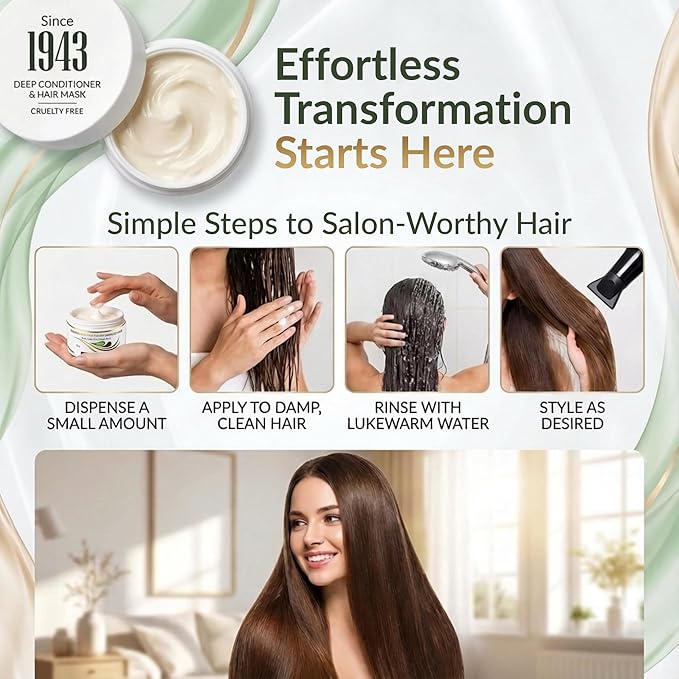 VITAMINS hair cosmetics Keratin Hair Mask - Protein Repair Keratin Treatment - Deep Conditioner for Dry, Damaged, Curly, Straight & Frizzy Hair with Biotin, Collagen & Castor Oil - 8.5 Fl Oz