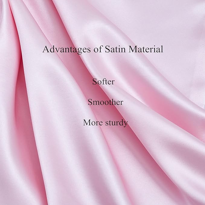 Satin Pillowcase for Hair and Skin, Vegan Silk Pillowcase Set-2 Pink Satin Pillowcases, 1 Eye Mask, 1 Scrunchie-Luxury Sleep Set, Silky Satin Pillow Cases Queen Size with Envelope Closure