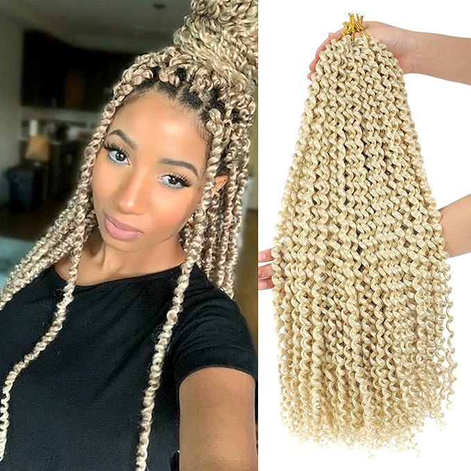 Dansama Passion Twist Hair Water Wave Braiding Hair for Butterfly Style Crochet Braids Bohemian Hair Extensions (18inch (Pack of 7), #613)