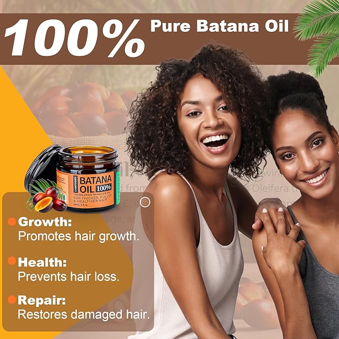 Batana Oil for Hair Growth Dr Sebi, 100% Raw Organic Batana Hair Mask from Honduras, Wild Growth Hair Oil, Scalp Oil Promotes Hair Thickness, Prevents Loss for Men & Women, 2 fl oz