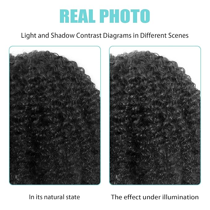 Kinky Curly Half Wig Human Hair 200% Density Wear Go Glueless Wigs Human Hair 22 Inch Curly 3 In 1 Half Wigs for Women Drawstring Seamless Flip Headband Wig Beginner Friendly