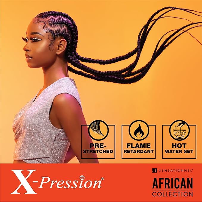 Sensationnel X-pression prestretched braiding hair - 3x braid 58 inch all kanekalon flame retardant synthetic braid for box braids and twists (1 pack, M4/27/613)