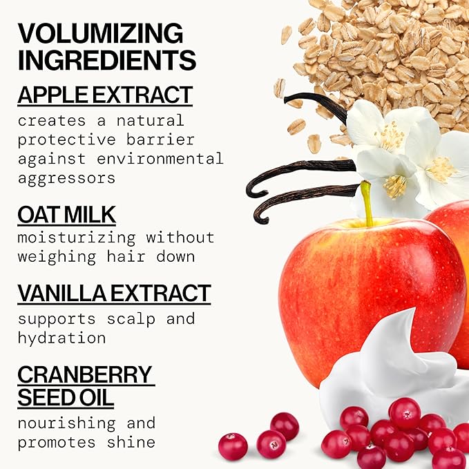 Pacifica Vanilla Oat Milk Volumizing Shampoo & Conditioner Set – Fuller, Bouncier Hair, Fine Or Flat Hair Solution, Sulfate-Free, 100% Vegan Hair Care