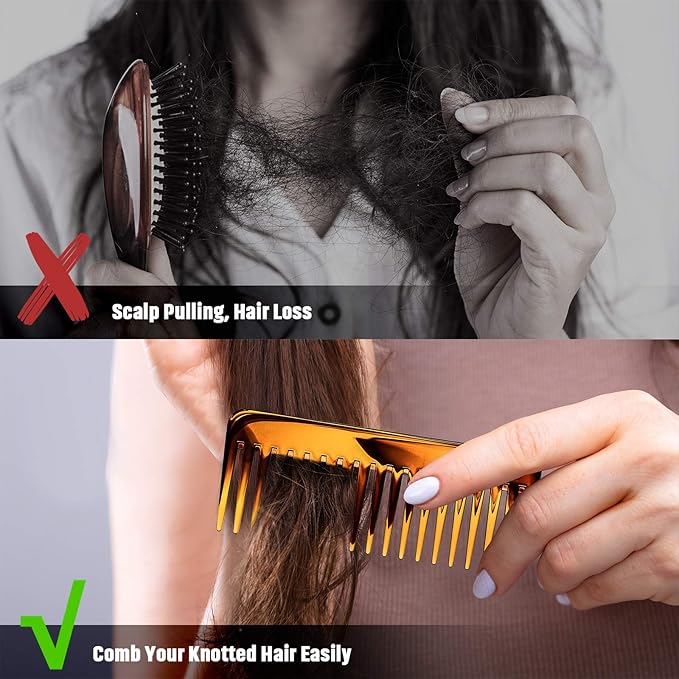 Patelai Wide Tooth Comb Large Hair Detangling Comb for Curly, Wet Dry Hair, No Handle Detangler Accessories(Brown)