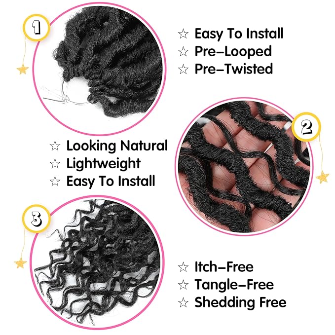 Fulcrum Goddess Locs Crochet Hair 14 Inch, 8 Packs New Faux Locs Crochet Hair for Black Women, Crochet locs with Curly Ends (14Inch (Pack of 8), 1#)