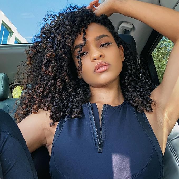 LADY MIRANDA Afro kinky Curly Braiding Hair Extensions Jerry Curl Crochet Hair for Black Women 6X Braid Hair Short Synthetic Hair Styles (1B+1B/30, 10 Inches)