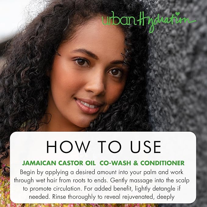 Urban Hydration Jamaican Castor Oil Co-Wash and Conditioner | Sulfate, Paraben and Dye Free, Cleanses, Hydrates and Repairs Damage for Soft, Strong and Shiny Hair, All Hair Types, 16.9 Fl Ounces
