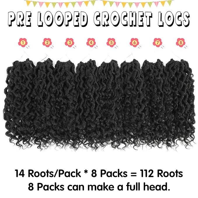 Fulcrum Goddess Locs Crochet Hair 10 Inch, 8 Packs New Faux Locs Crochet Hair for Black Women, Crochet locs with Curly Ends (10Inch (Pack of 8), 1B#)