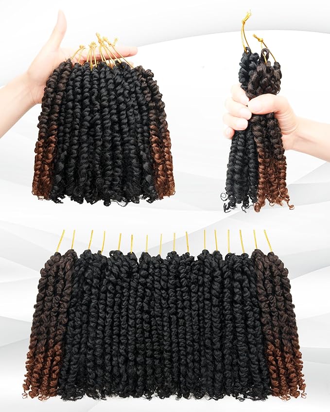 8 Inches 8 Packs Passion Twist Crochet Hair-Mixed Color Combination Package(6 packs 1B+2pack T30),Pre-twisted Pre Looped Synthetic Spring Kinky Twist Hair Extensions(8"-8 Packs,1B+T30)