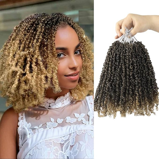Yanky Twist Crochet Hair, PILLUGER Yaki Twists Hair Micro Spring Twist Braids,9 Packs Pre-looped passion Twist Brown Senegalese With Curls Crochet Synthetic Hair Extensions(T27)