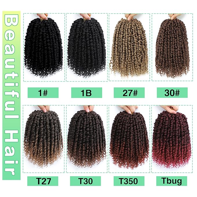 Passion Twist Crochet Hair 10Inch Passion Twist Hair 8 Packs Soft Pre-Twisted Passion Twist Curly Crochet Hair for Black Women 30#