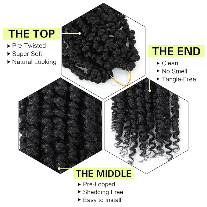 Passion Twist Crochet Hair 14Inch Crochet Passion Twist Crochet Braids for Black Women Passion Twist Hair 8 Packs Pre Twisted Passion Twist hair (1B)