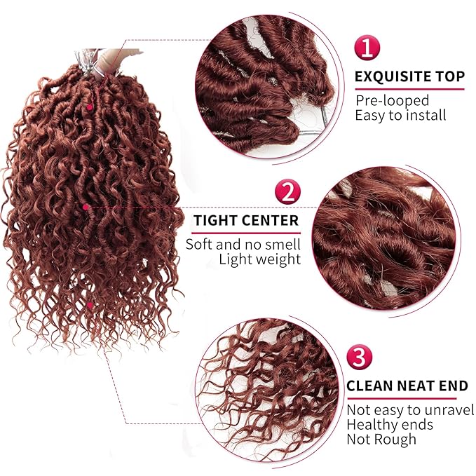 Goddess Locs Crochet Hair 10Inch 8Packs Curly Faux locs Crochet Hair Boho Locs Short River Locs Hippie Locs Bohemian Locs Crochet Braids for Black Women(350, 10inch(Pack of 8))