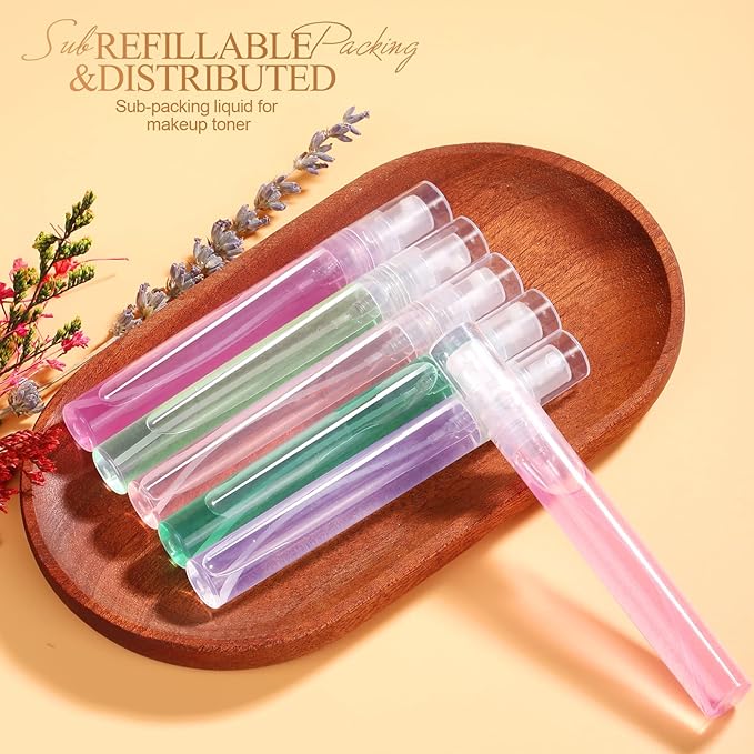 FANDAMEI Mini Clear Spray Bottle, 10 Pack 8ml Mini Plastic Spray Bottle Empty, Fine Mist Refillable Mini Perfume Bottle, Perfume Atomizer, Small Empty Sample Containers, Plastic Portable Travel Bottle