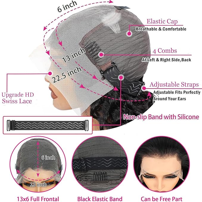 26Inch 13X6 Lace Front Wigs Human Hair 200% Density Deep Wave HD Transparent Lace Front Wigs Human Hair Pre Plucked Glueless Wigs Deep Curly Human Hair for Women With Baby Hair