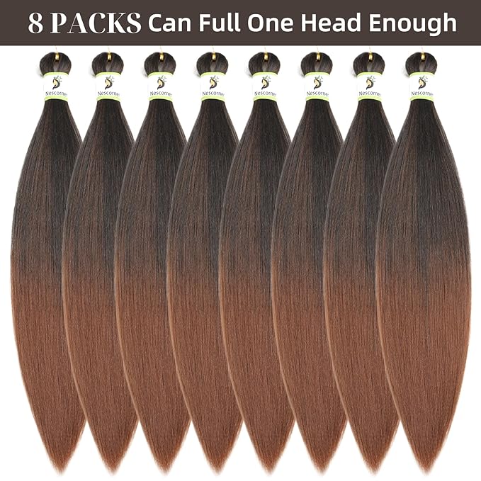 Ombre Braiding Hair Pre Stretched 30inch 8packs T1B30, Itch Free Crochet Twist Hair Pre Stretched Braiding hair