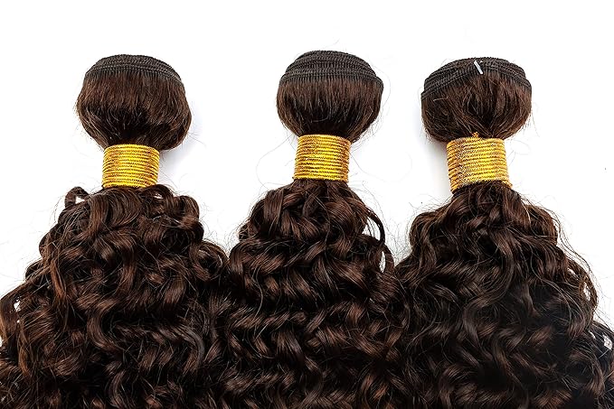 Brazilian Human Hair Bundles Ombre Curly Hair 3 Bundles Brazilian Remy Virgin Human Hair Weave Bundles 100% Unprocessed Kinky Curly Human Hair Extensions T4/30 Medium Brown Hair Bundles(20 22 24)
