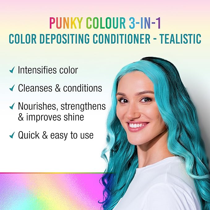 Punky Colour 3-in-1 Color Depositing Hair Cleanser & Conditioner, 8.5 fl oz. (Tealistic)