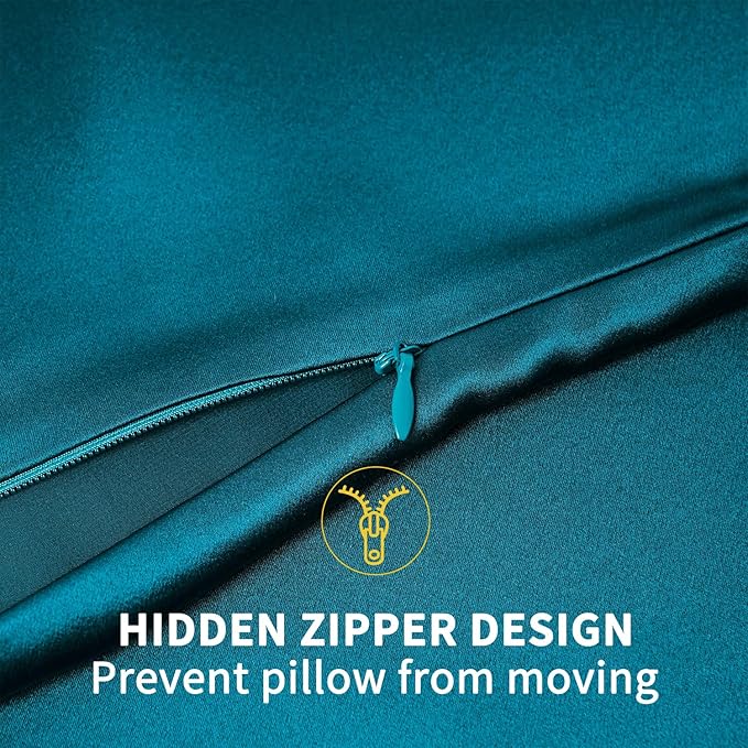 ZIMASILK 100% Pure Mulberry Silk Pillowcase for Hair and Skin Health,Soft and Smooth,Both Sides Premium Grade 6A Silk,600 Thread Count,with Hidden Zipper,1pc(Standard 20''x26'',Turquoise)