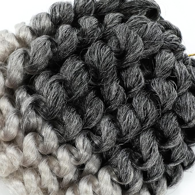 5 Packs 2X Ringlet Wand Curl Jamaican Bounce 8 inch Synthetic Crochet Hair Extensions Silver Grey Ombre Crochet Braiding Hair 20 Roots (8Inch (Pack of 5), TSilver grey)