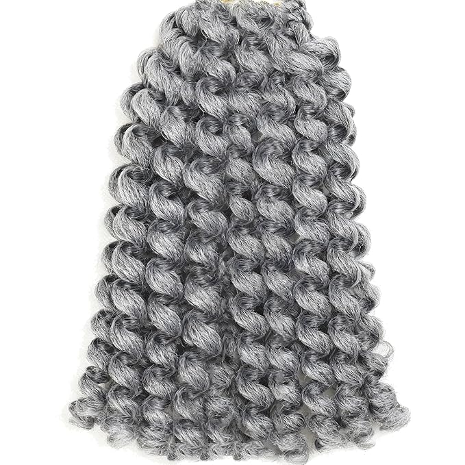 Grey Short Jamaican Bounce Crochet Hair 3 Packs 2X Ringlet Wand Curl Crochet Hair 12 Inch Gray Curly Crochet Hair Extensions Curly Crochet Braiding Hair 60 Roots