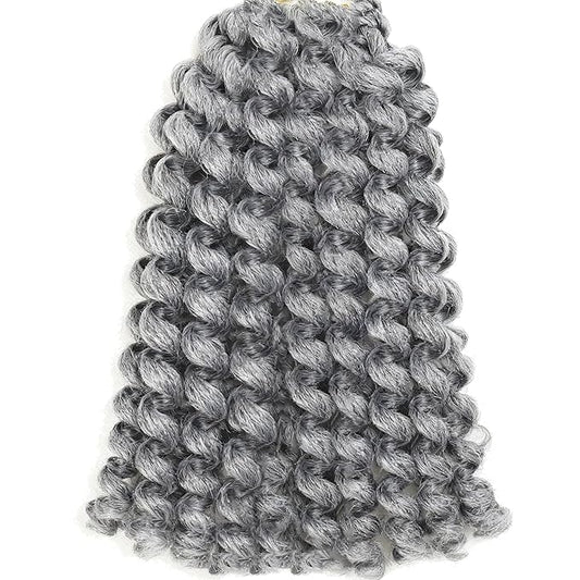 Grey Short Jamaican Bounce Crochet Hair 3 Packs 2X Ringlet Wand Curl Crochet Hair 12 Inch Gray Curly Crochet Hair Extensions Curly Crochet Braiding Hair 60 Roots