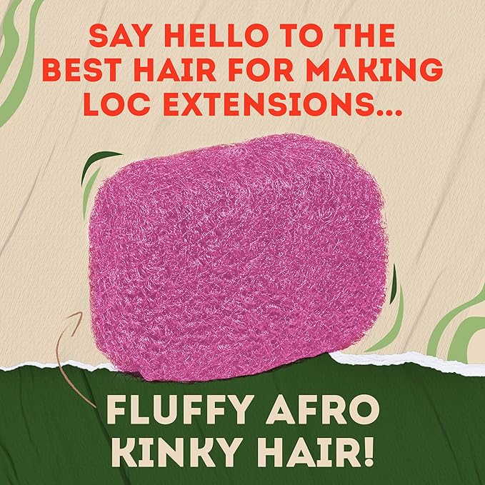 Locsanity Afro Kinky 100% Bulk Natural Human Hair - Braiding Hair for Dreadlocks, Loc Repair, Dreadlock Extensions, Twists, Braids - 8 Inches Long, 1 Oz