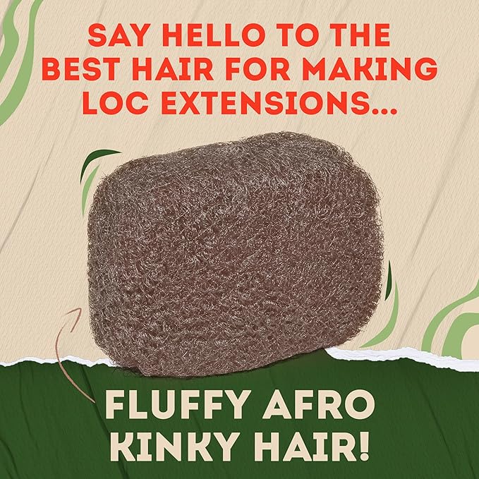 Locsanity Afro Kinky 100% Bulk Natural Human Hair - Braiding Hair for Dreadlocks, Loc Repair, Dreadlock Extensions, Twists, Braids - 16 Inches Long, 1 Oz