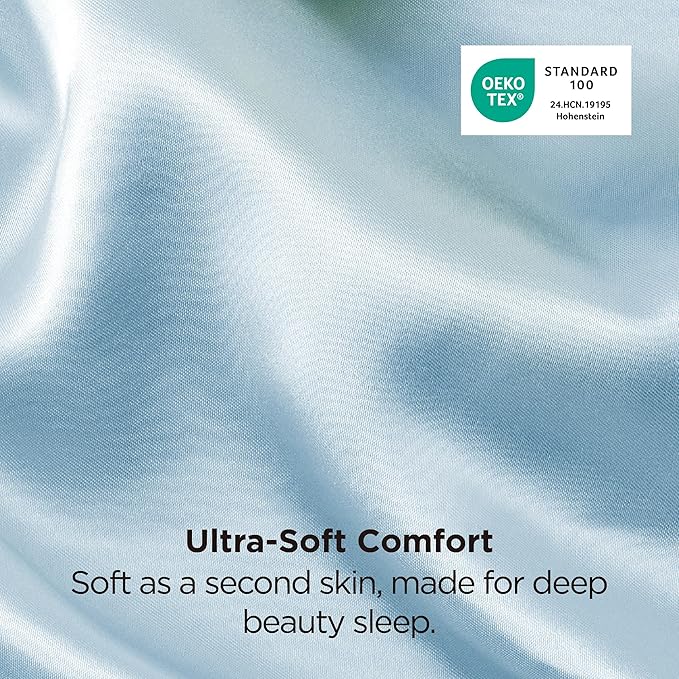 Bedsure Satin Pillowcase 2 Pack Similar to Silk Pillow Cases Standard Size, Pillow Case for Sleeping Women with Envelope Closure, Gifts for Women Men, Aqua, 20x26 Inches, 2pcs