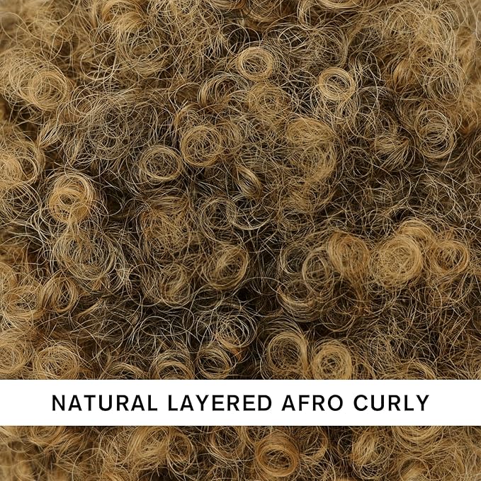 AISI QUEENS Afro Puff Drawstring Ponytail Extension for Black Women, Afro Puff Extension Large Size Black to Honey Brown Afro Kinkys Updo Hairpieces for Women Girls(T27#)