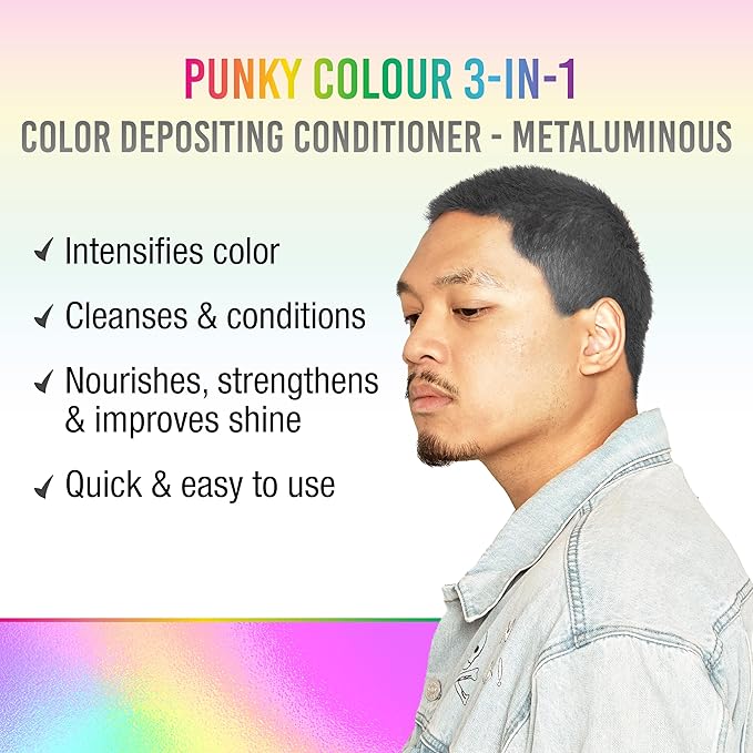 Punky Colour 3-in-1 Hair Color Depositing Conditioner & Hair Cleanser - Metaluminous, Restores & Adds Shine to Faded Hair, 8.5 fl oz.