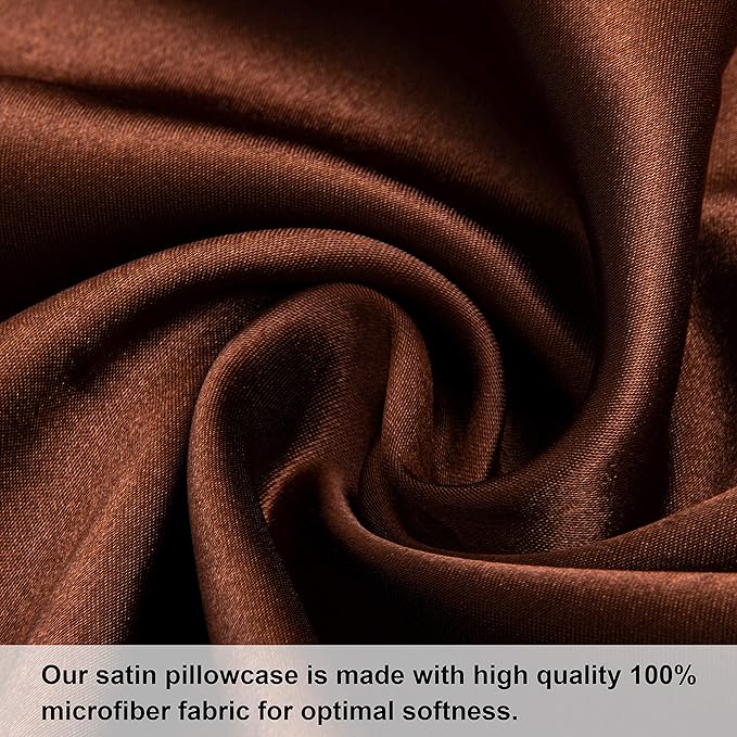 NTBAY Satin Body Pillowcase for Hair and Skin, Luxurious and Silky Pillow case with Envelope Closure, 20x54 Inches, Brown