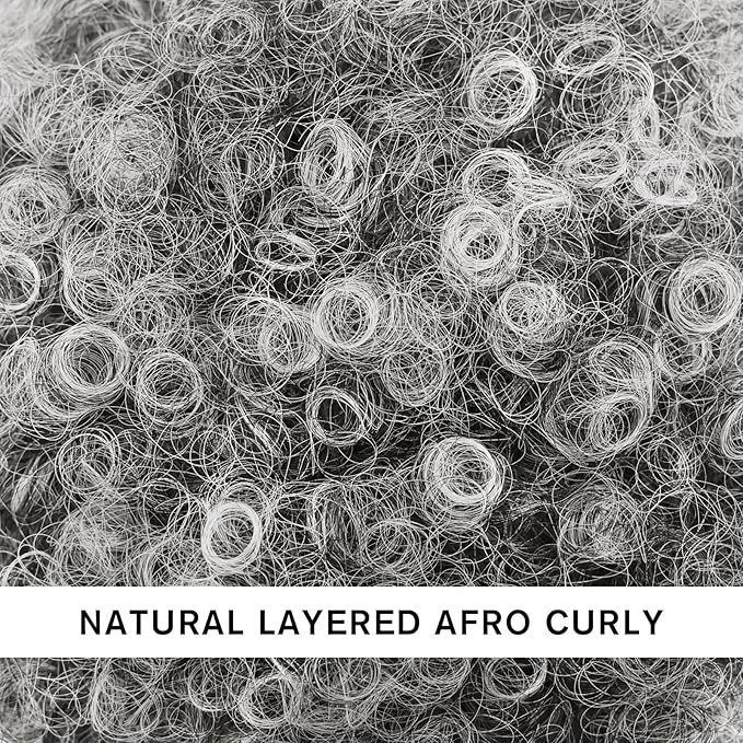 AISI QUEENS Afro Puff Drawstring Ponytail Extension for Black Women, Ombre Gray Faux Buns Short Kinky Curly Hair Ponytail Hair Extension Updo Wrap Fiber Wig(Tgray#)