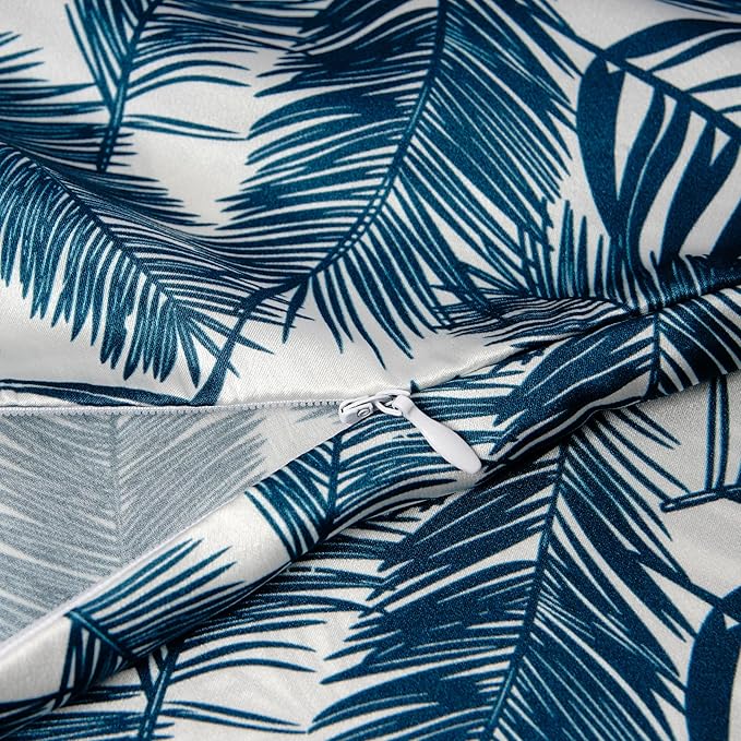 ZIMASILK 100% Pure Mulberry Silk Pillowcase for Hair and Skin Health,Both Sides 19 Momme Silk Floral Print,1pc (King 20''x36'',Blue Leaves)