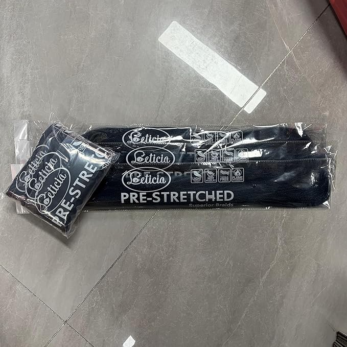 Leticia Navy Blue Braiding Hair Pre stretched Hypoallergenic Knotless Ez Braiding Hair for Braids Prestretched Synthetic Hair Extension for Women（Packs of 3,26",10 OZ）