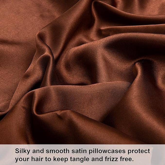 NTBAY Satin Body Pillowcase for Hair and Skin, Luxurious and Silky Pillow case with Envelope Closure, 20x54 Inches, Brown