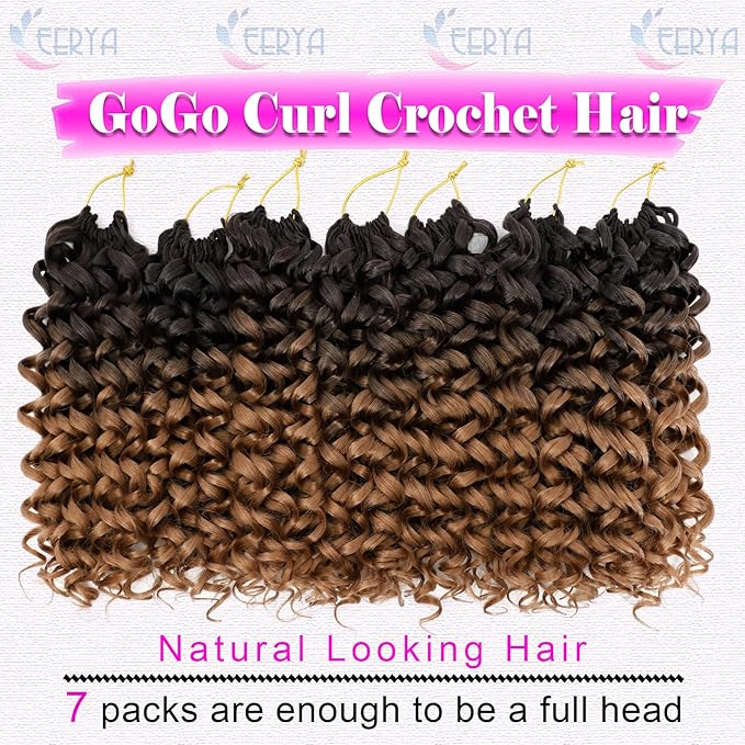 7 Packs GoGo Curl Crochet Hair 12 Inch Short Curly Crochet Hair for Women Water Wave Beach Curl Deep Twist Crochet Braids Synthetic Braiding Hair Extensions (12 Inch, OT4/30)