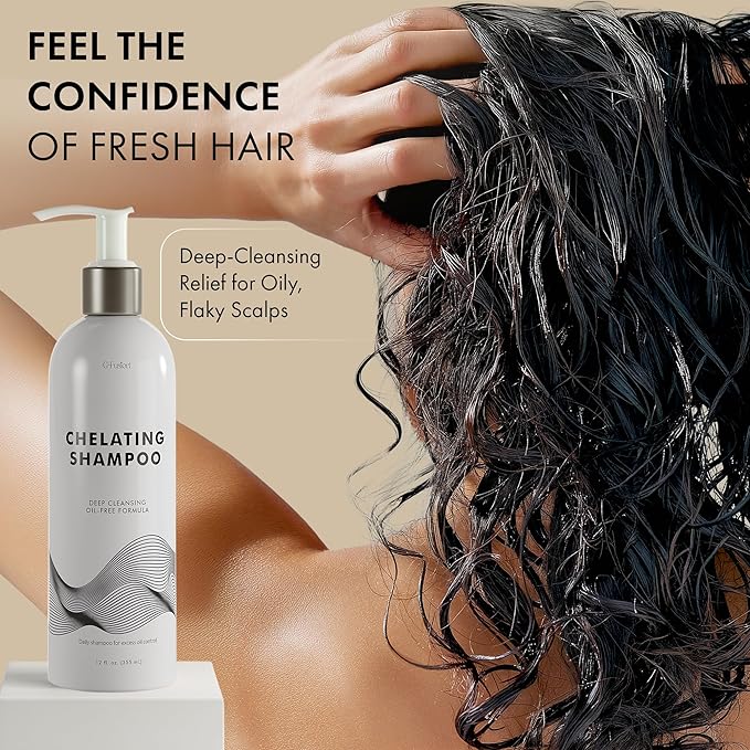 Chelating Shampoo – For Oily Hair & Oily Scalp -Deep Cleansing Clarifying Shampoo- Removes Hard Water Buildup, Chlorine & Residue-Nourishes-No Silicones, No Parabens, Fresh Volume. 12 Fl Oz ( 355 ML)