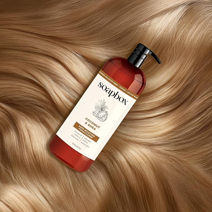 Soapbox Coconut Oil Conditioner, Sulfate & Paraben Free, Silicone Free, Color Safe, and Vegan Hair Conditioner (33.8 Ounces)