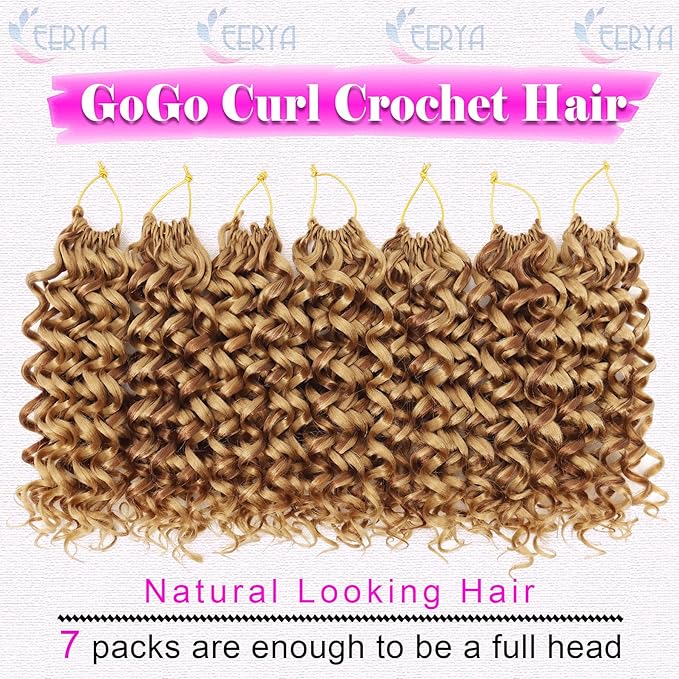 7 Packs GoGo Curl Crochet Hair 10 Inch Short Curly Crochet Hair for Women Water Wave Beach Curl Deep Twist Crochet Braids Synthetic Braiding Hair Extensions (10 Inch, P27/30)